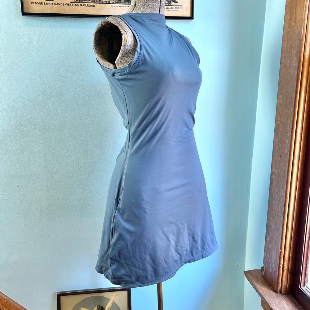 Sleeveless Blue Tie Open Back Athletic Dress